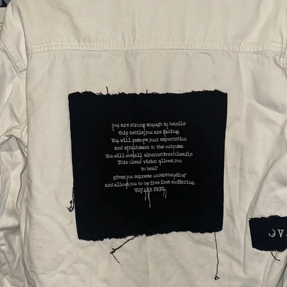 Zara Men's Cream and Black Patch Jacket - Picture 6 of 9